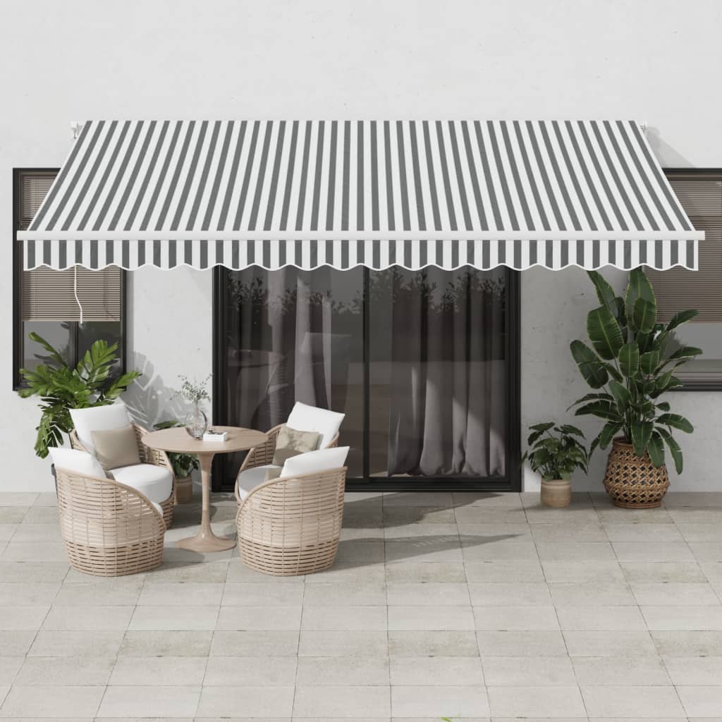 vidaXL Copertină retractabilă manual, antracit/alb, 450x300 cm