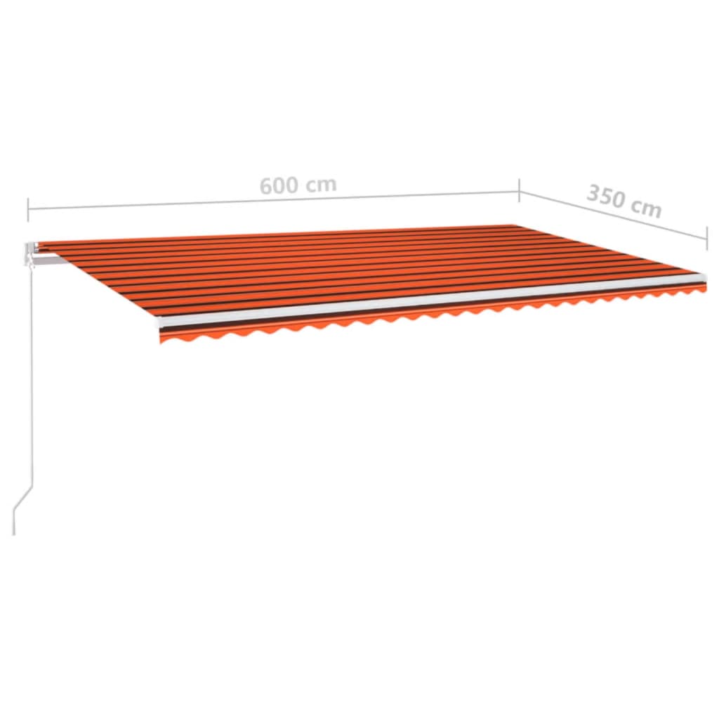 vidaXL Copertină retractabilă manual, portocaliu și maro, 600x350 cm