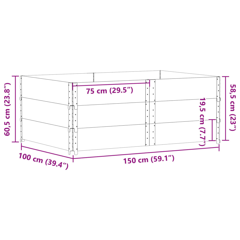 vidaXL Jardinieră de grădină, negru, 150x100 cm, lemn masiv pin