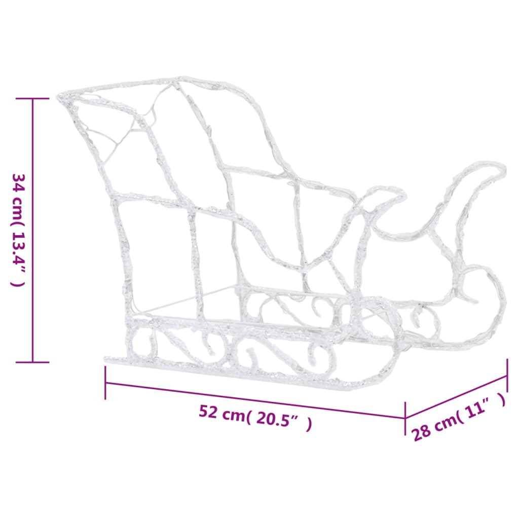 vidaXL Decorațiune de Crăciun cu reni și sanie, 280x28x55, acril