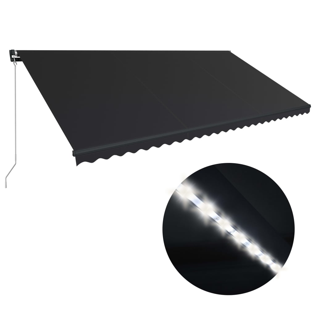 vidaXL Copertină retractabilă manual cu LED, antracit, 600 x 300 cm