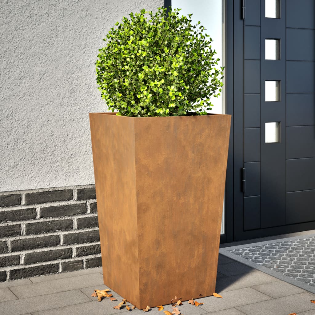 vidaXL Jardiniere grădină, 2 buc., 45x45x75 cm, oțel corten