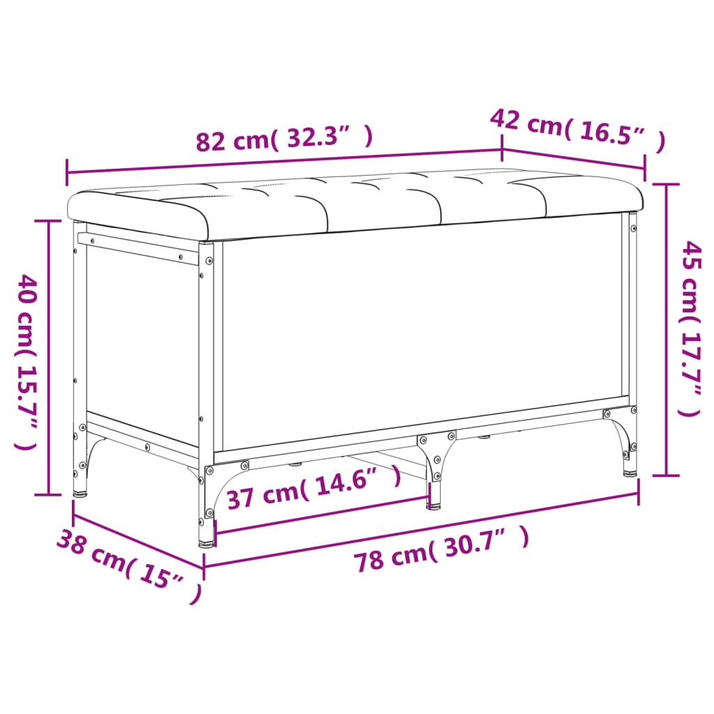 vidaXL Bancă de depozitare, stejar sonoma, 82x42x45 cm, lemn prelucrat