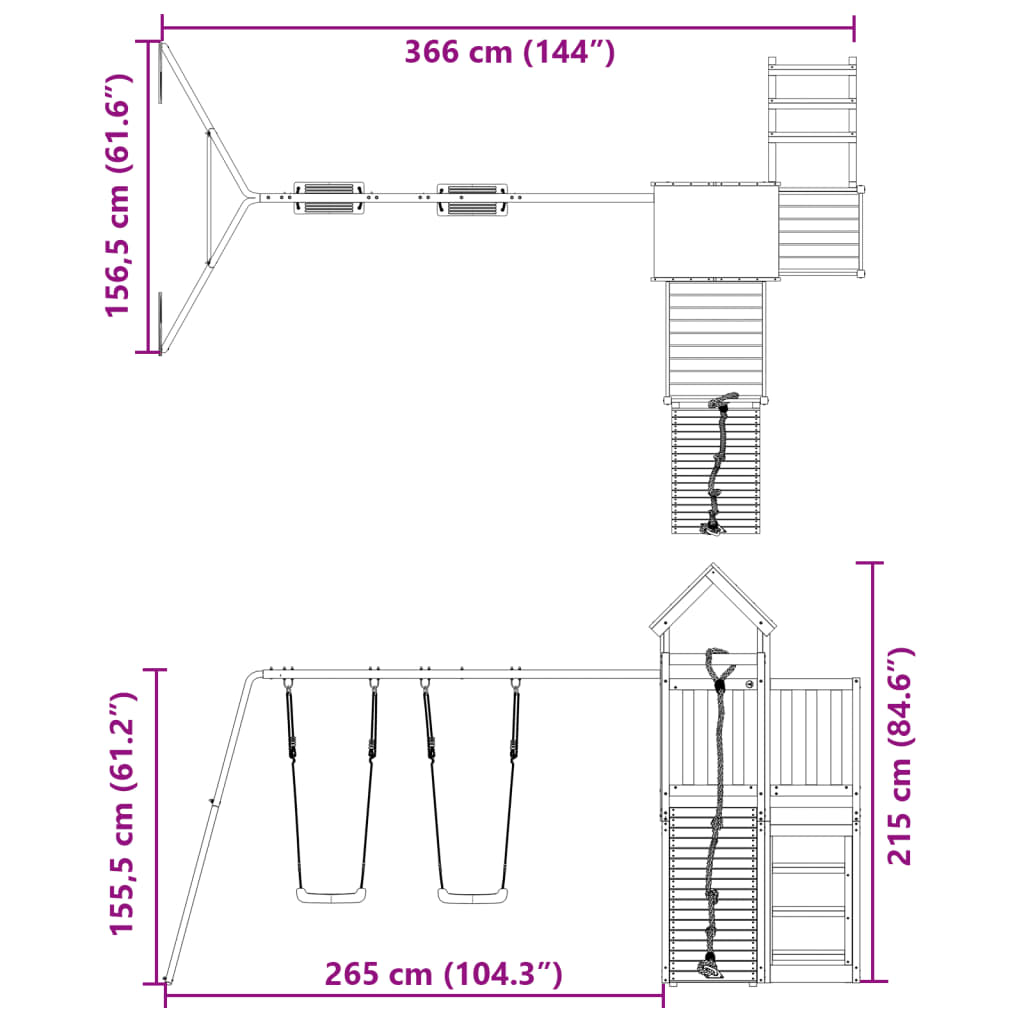 vidaXL Set de joacă pentru exterior, lemn masiv de douglas