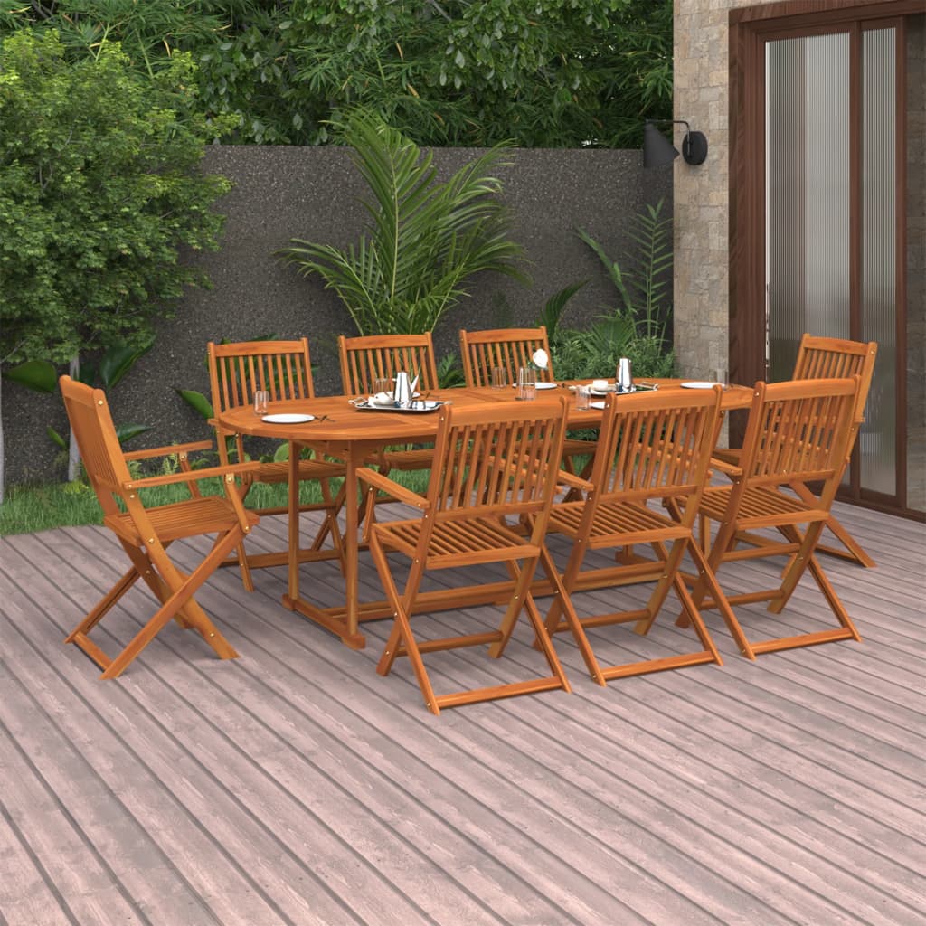 vidaXL Set mobilier de grădină 9 piese 220x90x75 cm, lemn masiv acacia