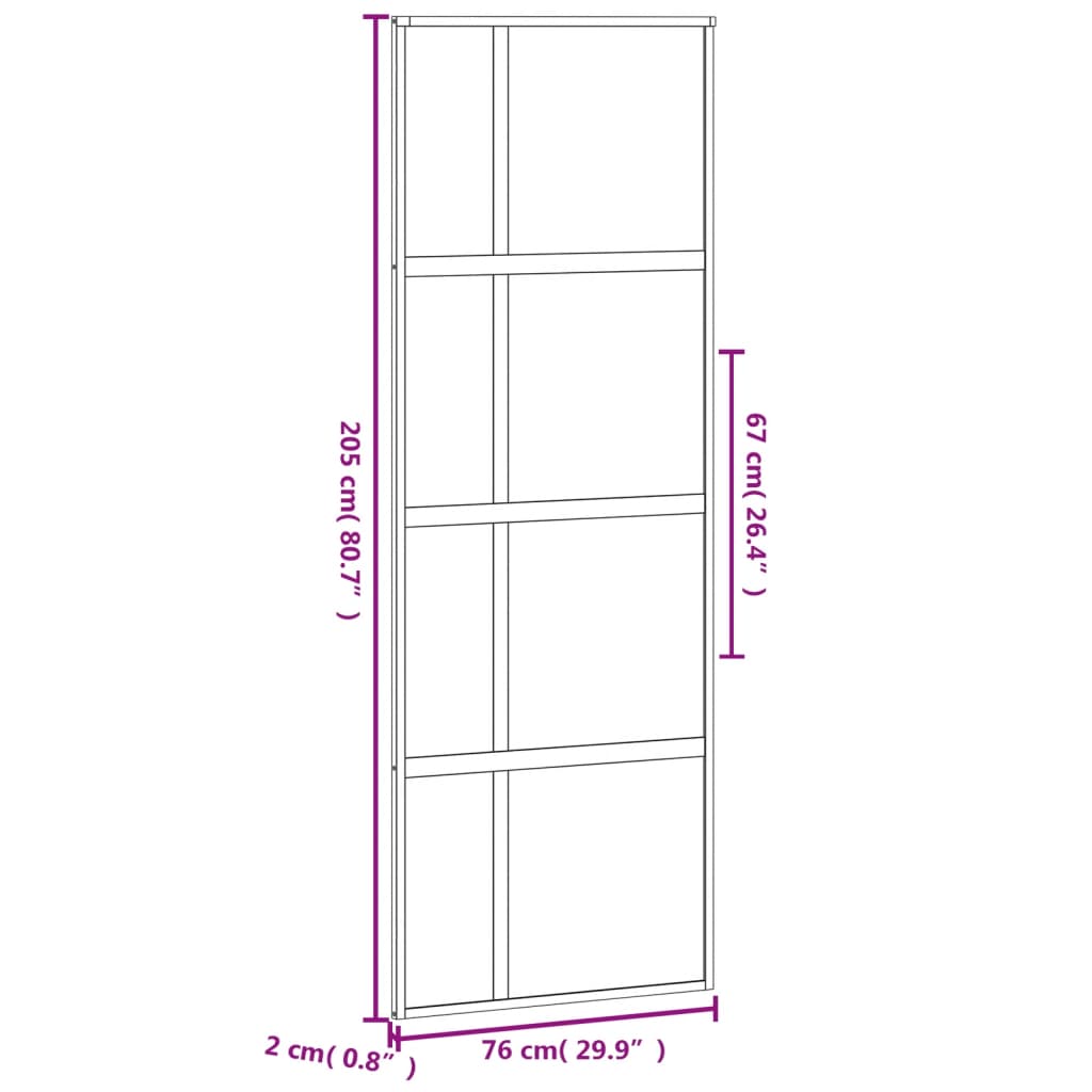 vidaXL Ușă glisantă, negru, 76x205 cm, sticlă securizată și aluminiu