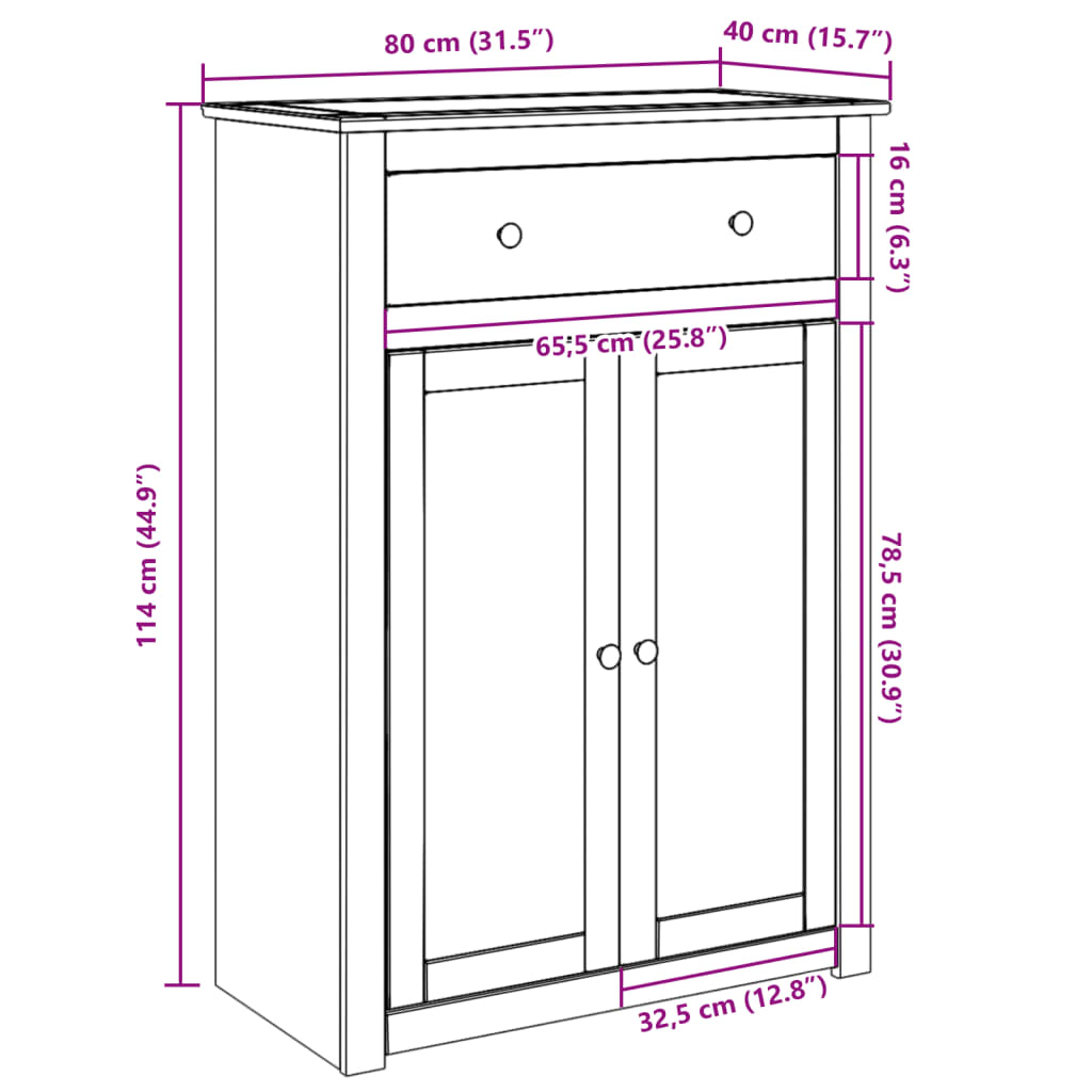 vidaXL Dulap de vinuri „Panama”, 80x40x114 cm, lemn masiv de pin