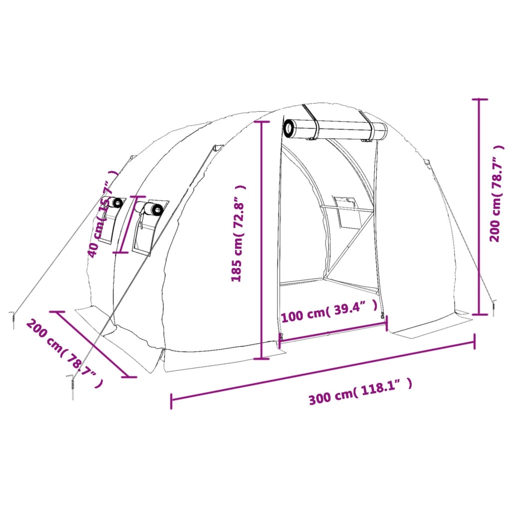 vidaXL Seră cu un cadru din oțel, verde, 6 m², 3x2x2 m