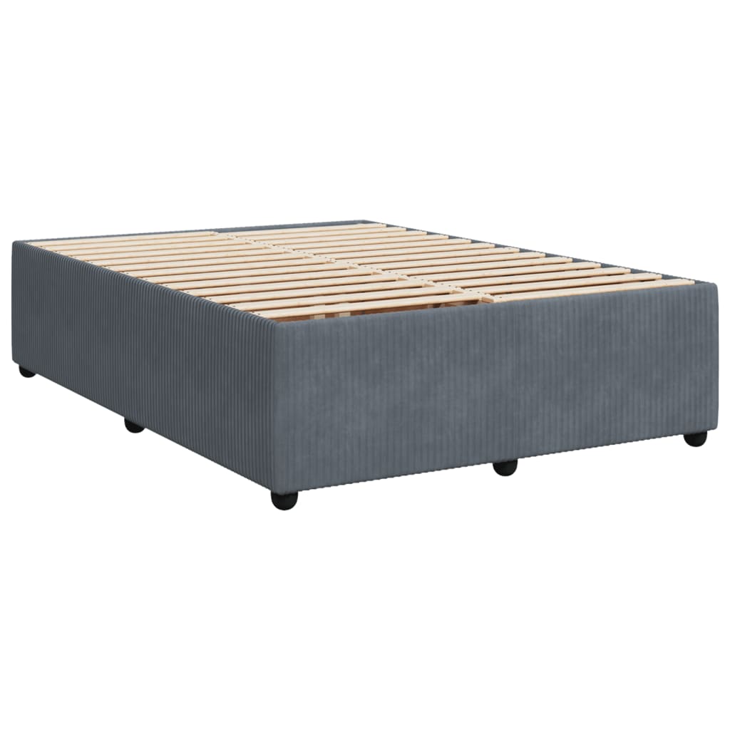 vidaXL Pat box spring cu saltea, gri închis, 160x200 cm, catifea