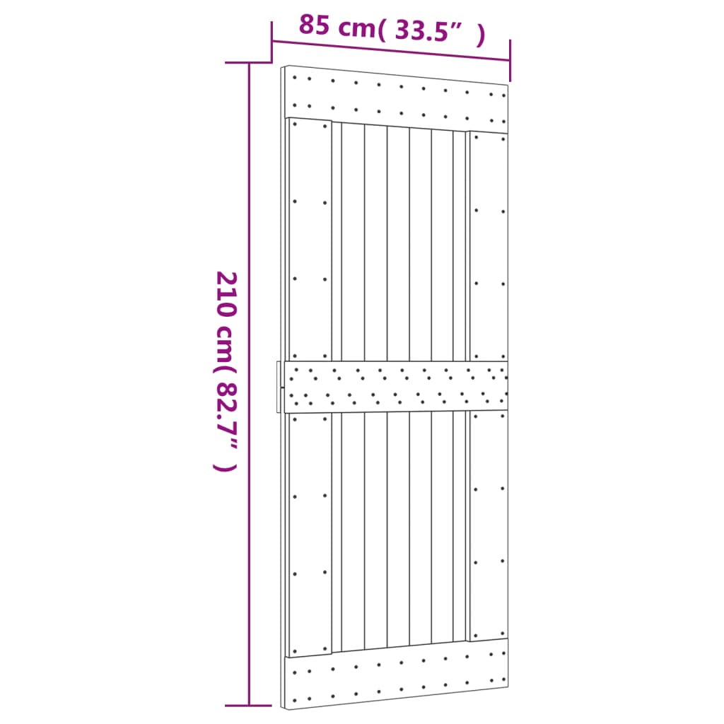 vidaXL Ușă glisantă cu set de feronerie 85x210 cm, lemn masiv de pin