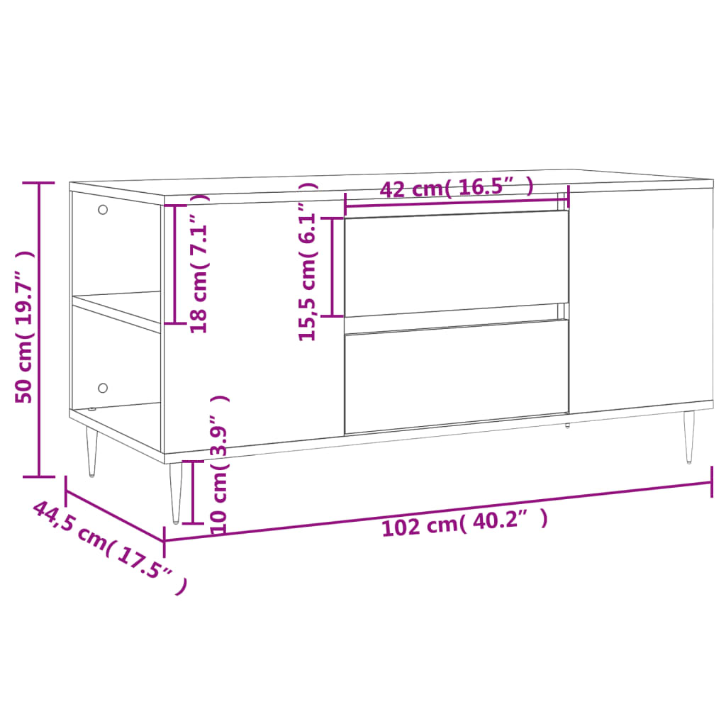 vidaXL Măsuță de cafea, negru, 102x44,5x50 cm, lemn prelucrat