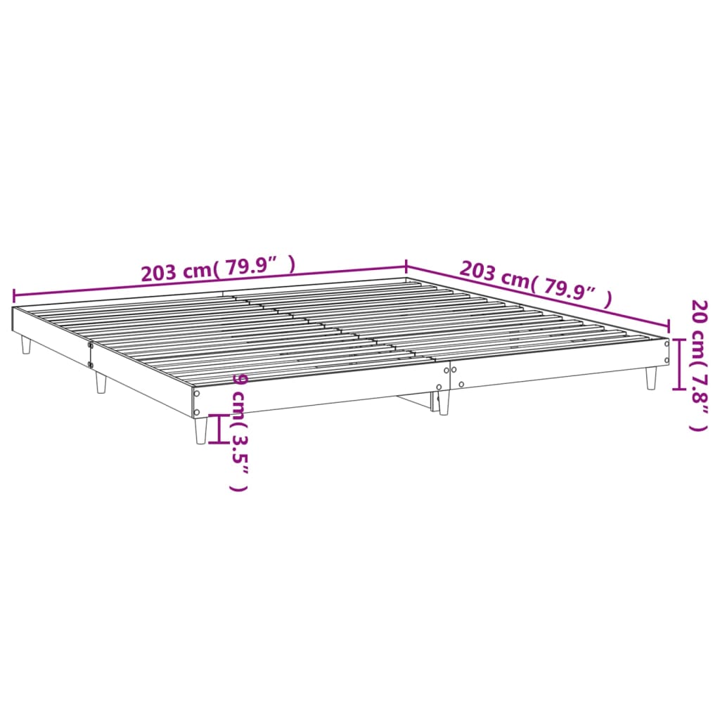 vidaXL Cadru de pat, stejar sonoma, 200x200 cm, lemn prelucrat