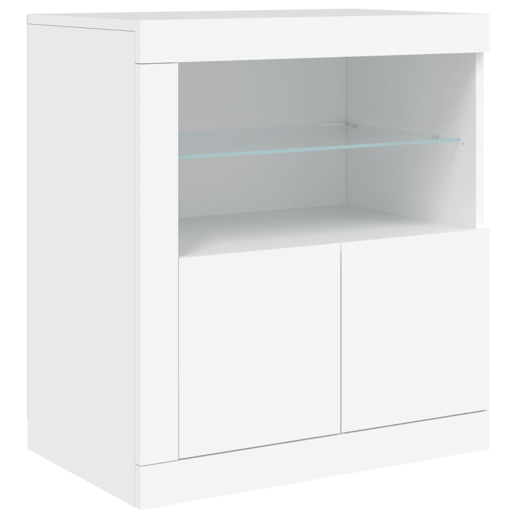 vidaXL Servantă cu lumini LED, alb, 60,5x37x67 cm