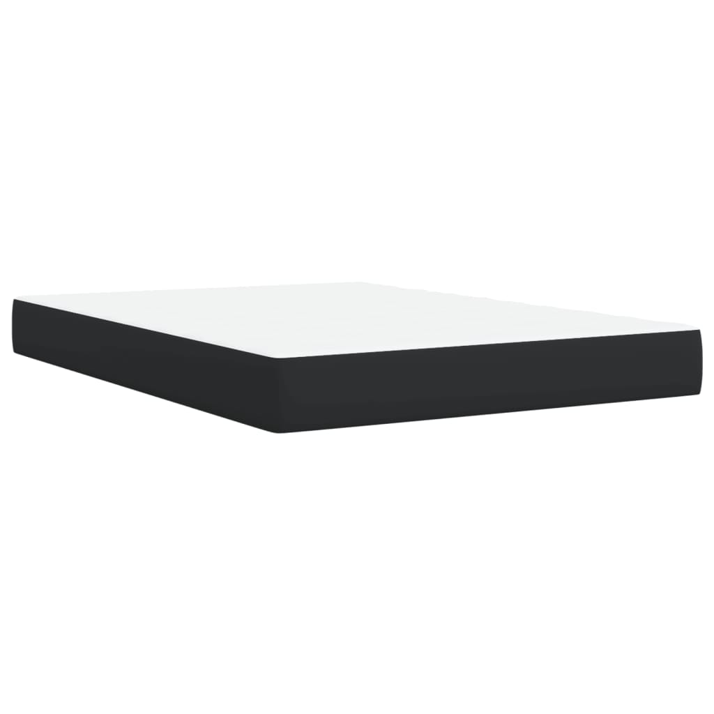 vidaXL Pat box spring cu saltea, negru, 140x200 cm, piele ecologică