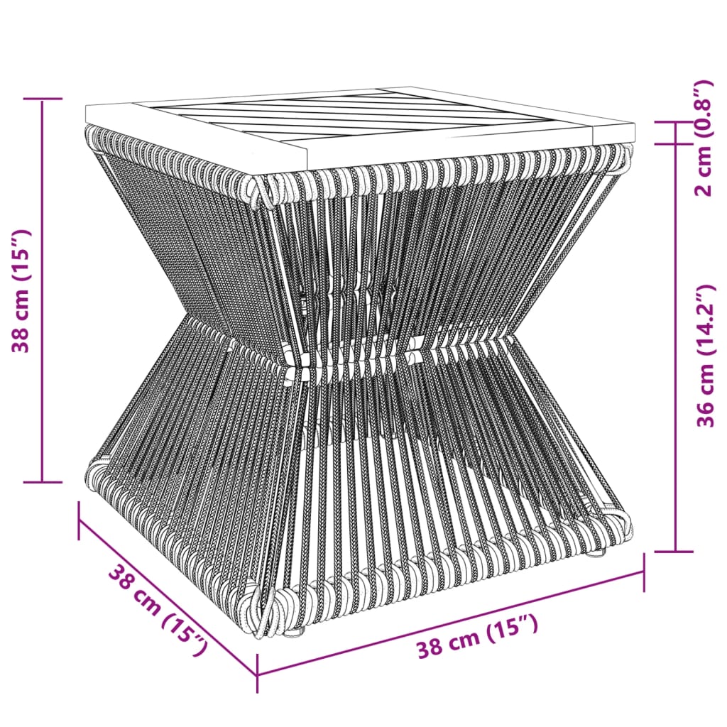 vidaXL Măsuță cafea bază din sârmă negru 38x38x38 cm lemn masiv acacia