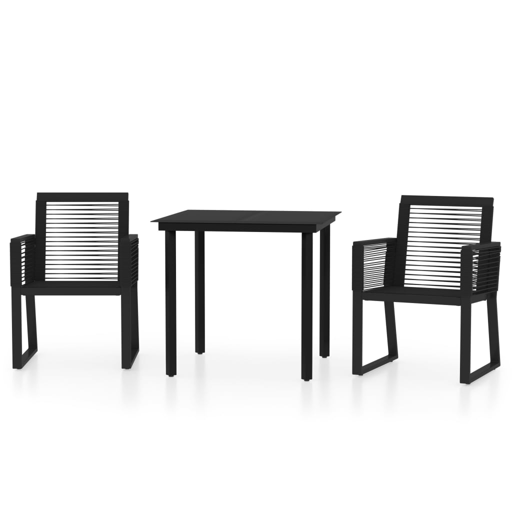 vidaXL Set de mobilier pentru grădină, 3 piese, negru