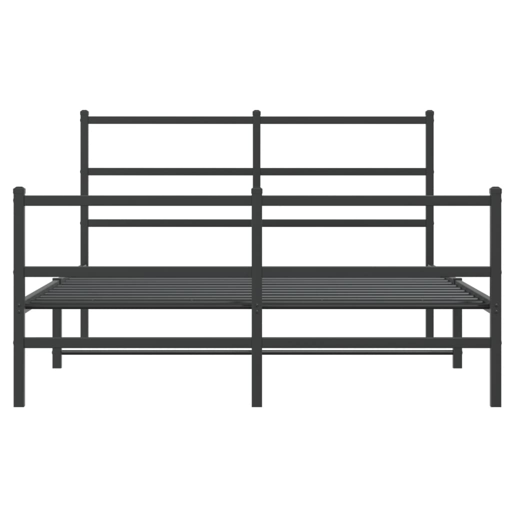 vidaXL Cadru pat metalic cu tăblie de cap/picioare , negru, 140x190 cm