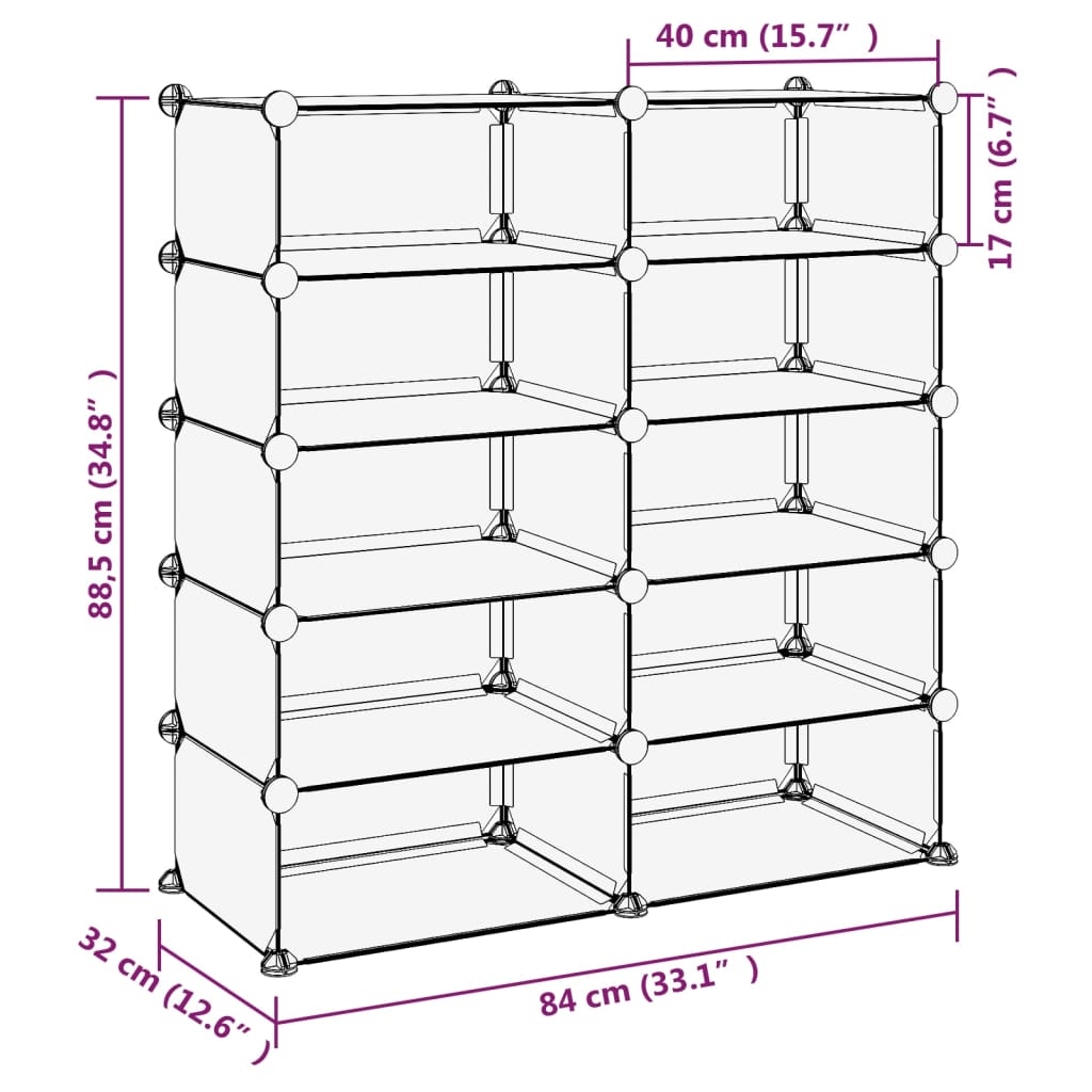 vidaXL Suport de pantofi, transparent, 84x32x88,5 cm, PP