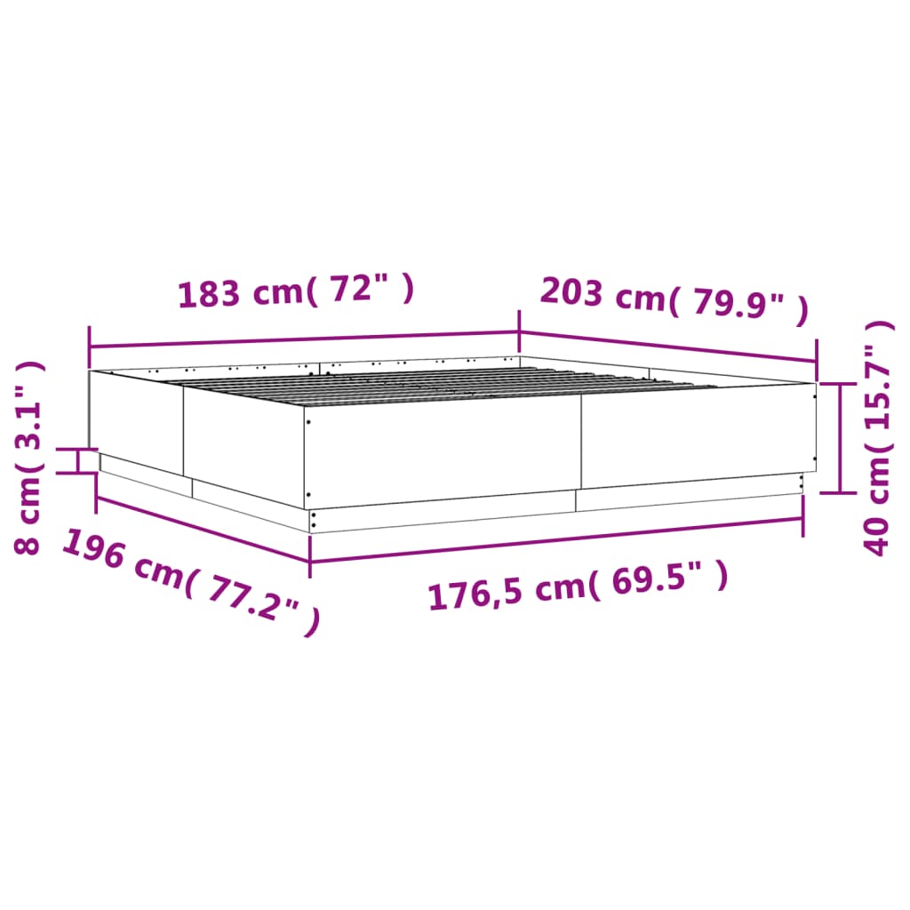 vidaXL Cadru de pat, stejar sonoma, 180x200 cm, lemn prelucrat