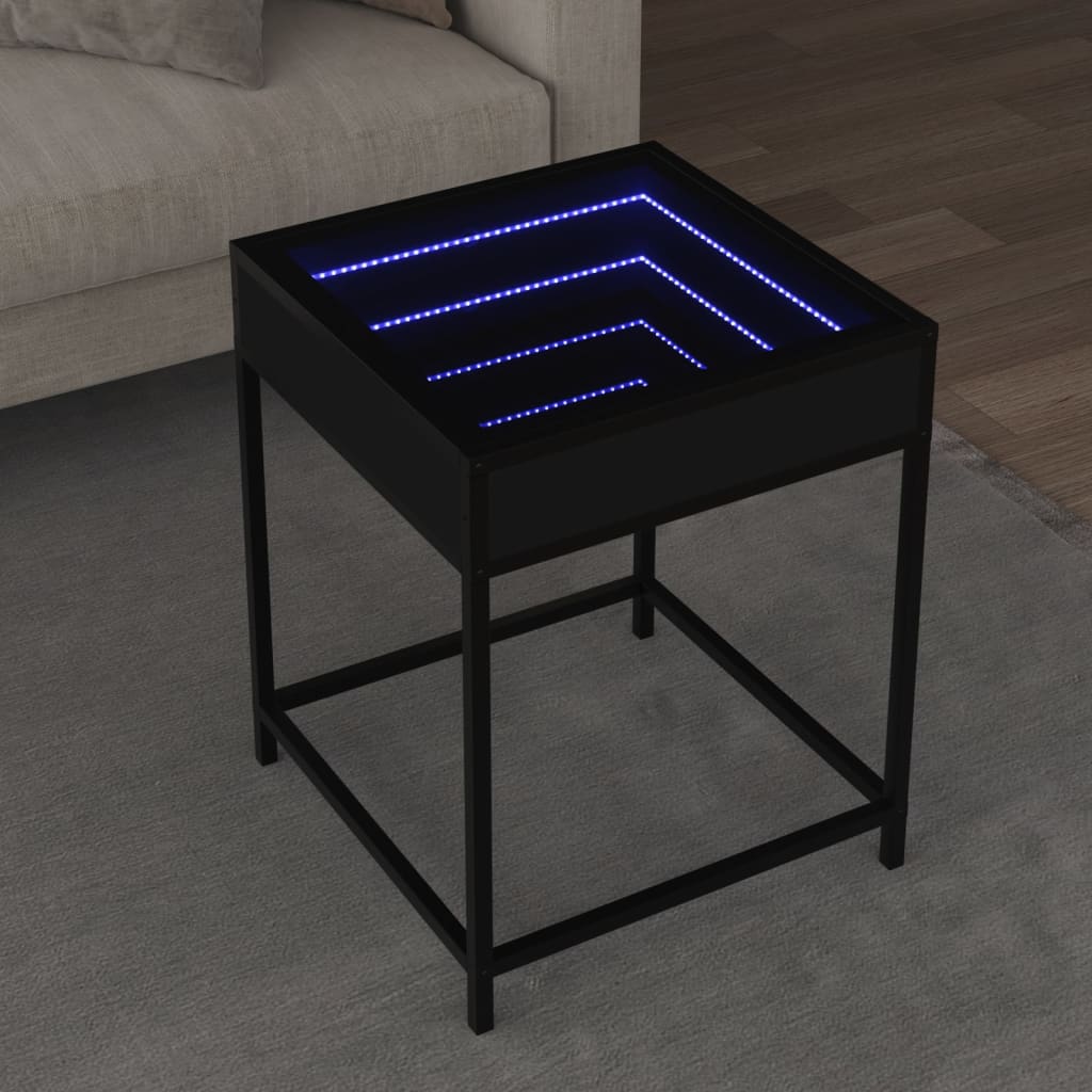 vidaXL Măsuță de cafea cu LED infinity, negru, 40x40x51 cm