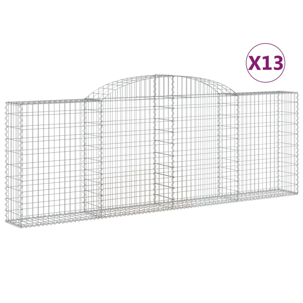 vidaXL Coșuri gabion arcuite 13 buc, 300x30x100/120 cm fier galvanizat