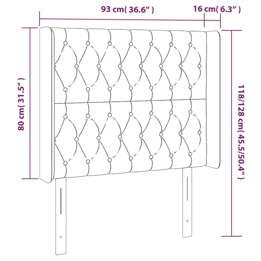 vidaXL Tăblie de pat cu LED, gri deschis, 93x16x118/128 cm, textil