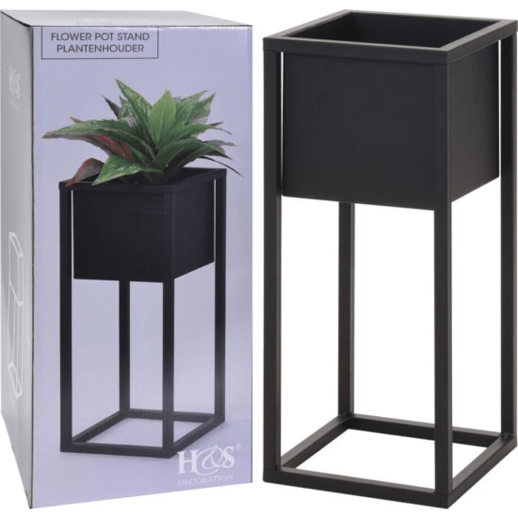 Home&Styling Ghiveci de flori cu suport, negru, 50 cm, metal