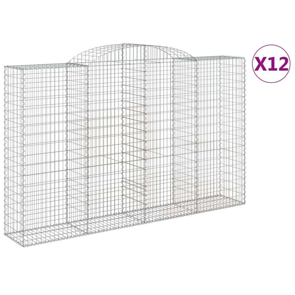 vidaXL Coșuri gabion arcuite 12 buc, 300x50x180/200 cm fier galvanizat