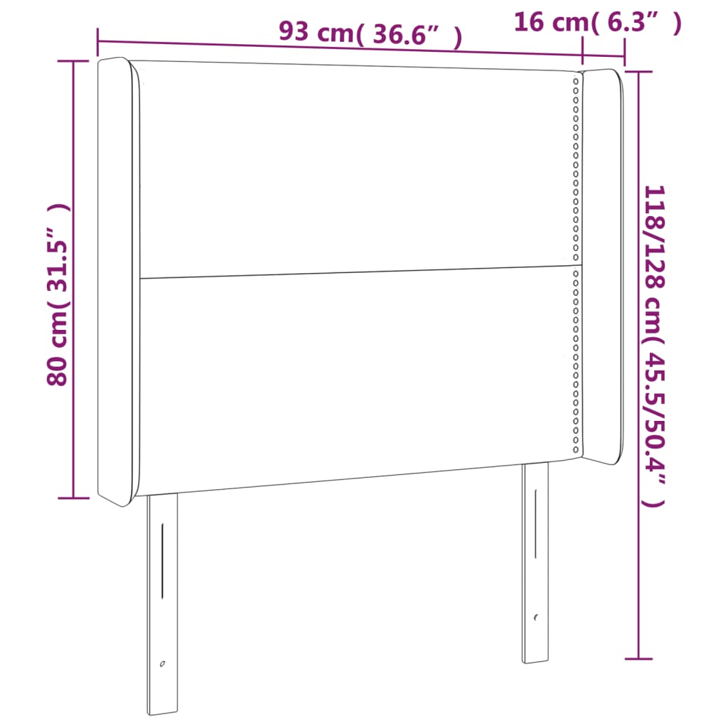 vidaXL Tăblie de pat cu aripioare maro închis 93x16x118/128 cm textil