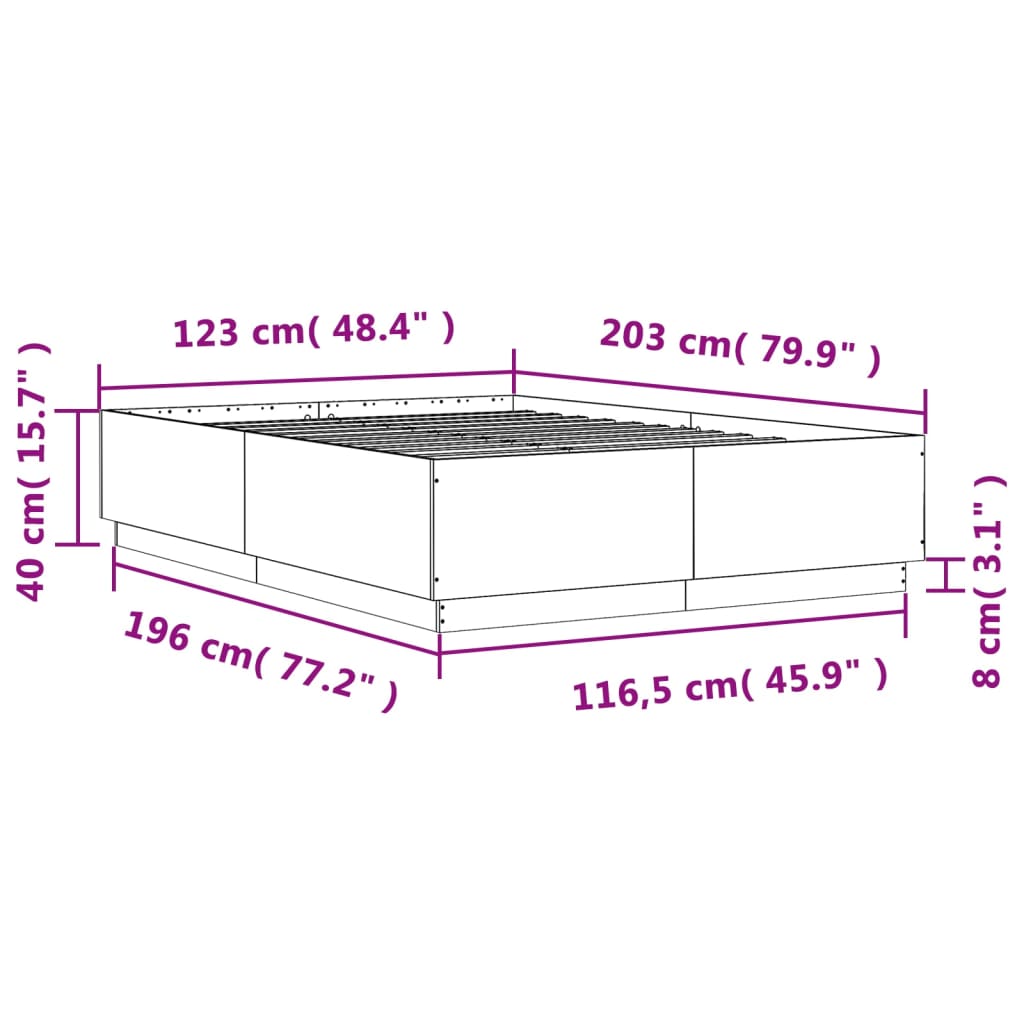 vidaXL Cadru de pat, gri sonoma, 120x200 cm, lemn prelucrat