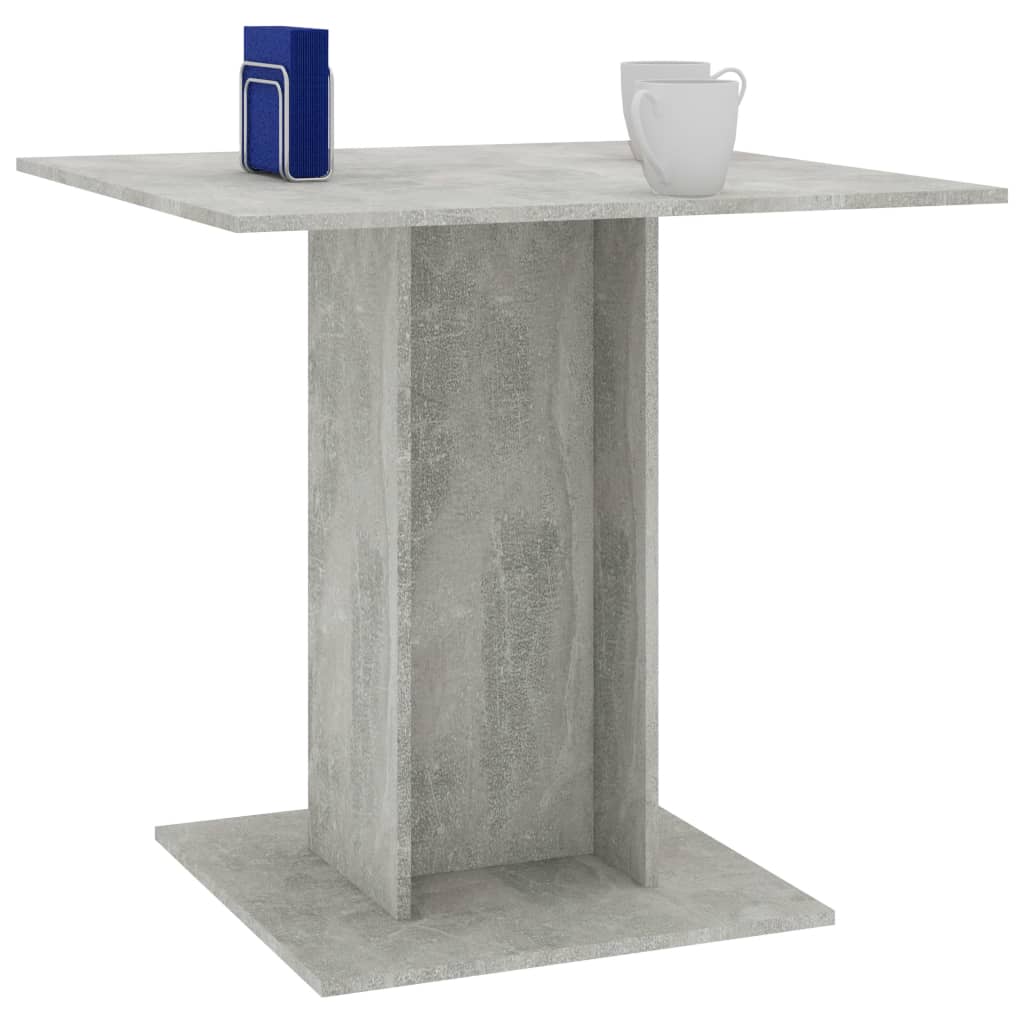 vidaXL Masă de bucătărie, gri beton, 80x80x75 cm, lemn prelucrat