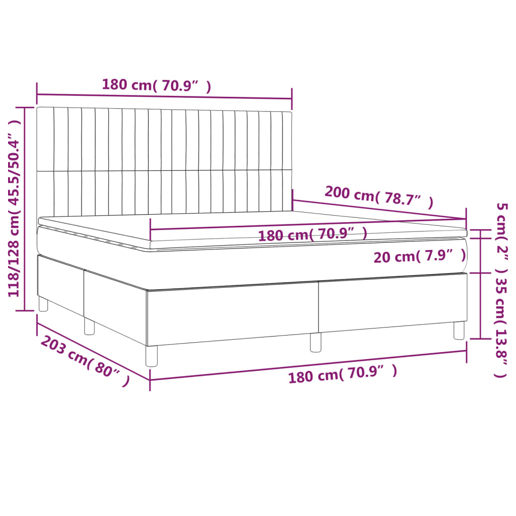 vidaXL Pat box spring cu saltea, negru, 180x200 cm, catifea