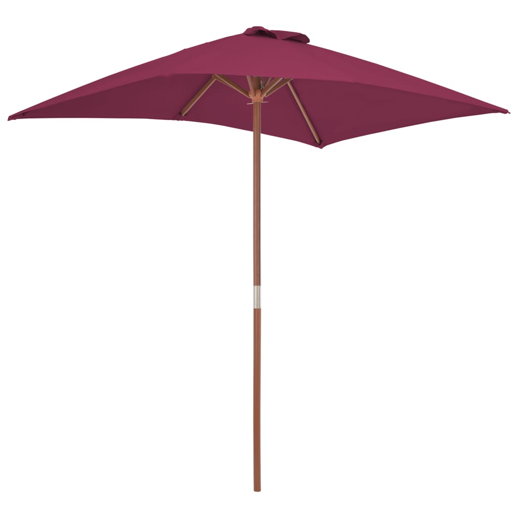 vidaXL Umbrelă de soare de exterior, stâlp lemn, 150x200 cm roșu bordo