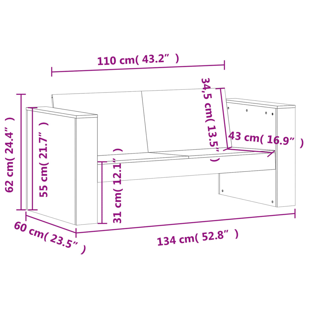 vidaXL Set mobilier relaxare grădină, 2 piese, alb, lemn masiv de pin