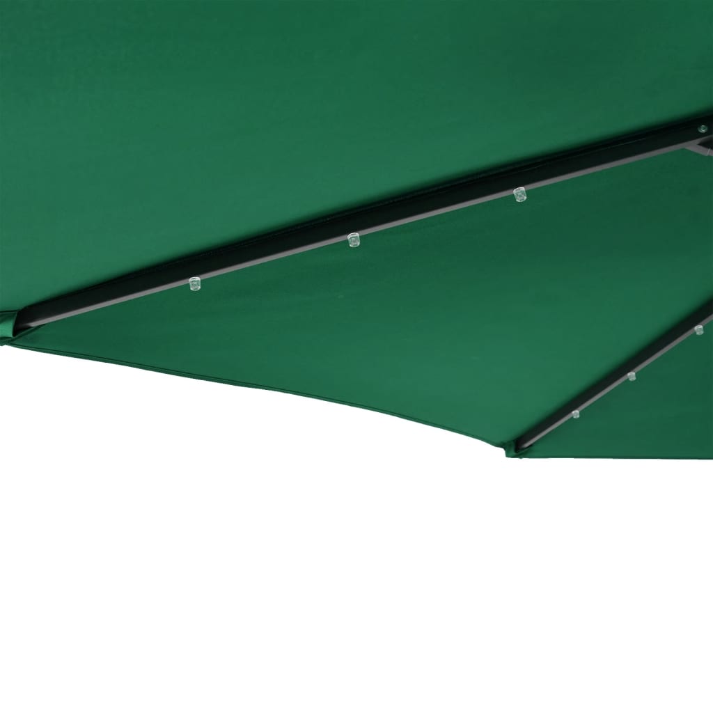 vidaXL Umbrelă soare de grădină stâlp din oțel/LED verde 225x225x212cm