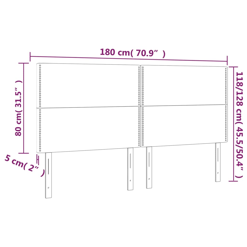 vidaXL Tăblie de pat cu LED, cappuccino, 180x5x118/128 cm, piele eco