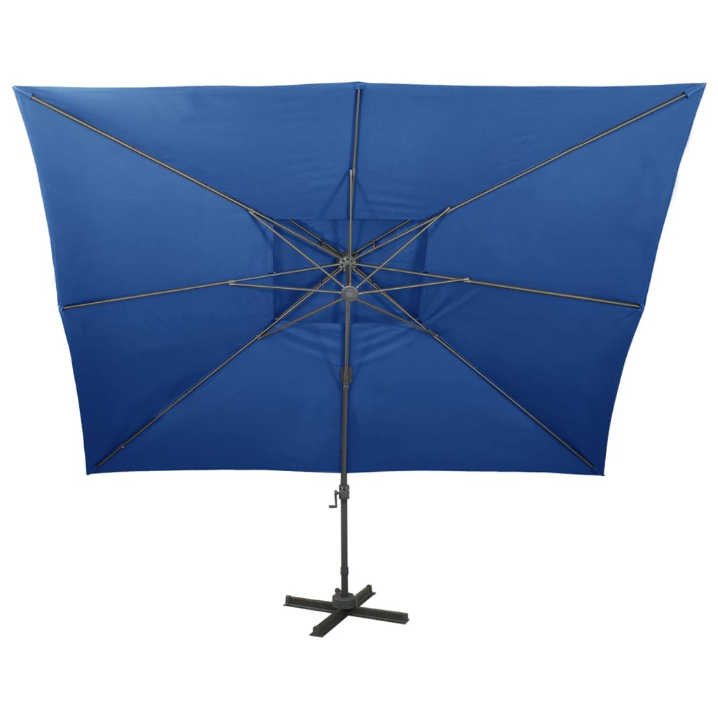 vidaXL Umbrelă în consolă cu înveliș dublu, albastru azuriu 400x300 cm