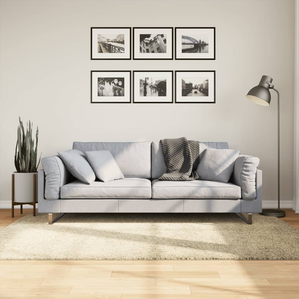 vidaXL Covor pufos "PAMPLONA" cu fire înalte, auriu modern, 140x200 cm