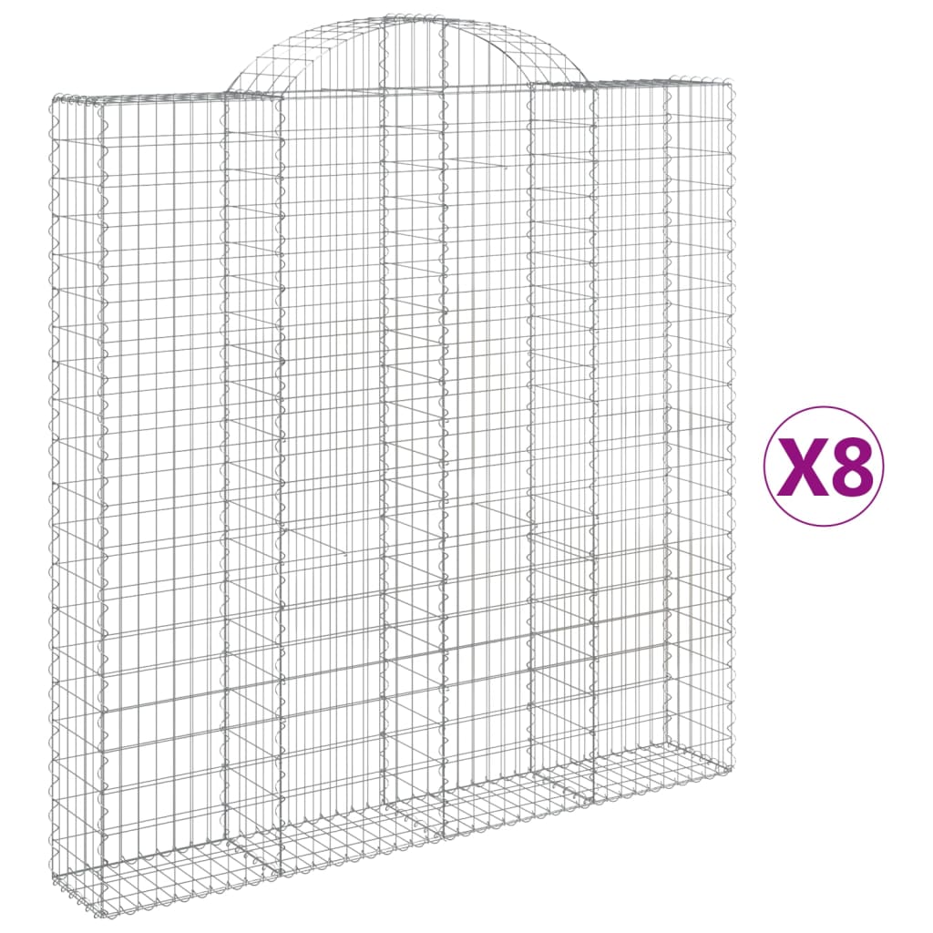 vidaXL Coșuri gabion arcuite 8 buc. 200x30x200/220 cm fier galvanizat