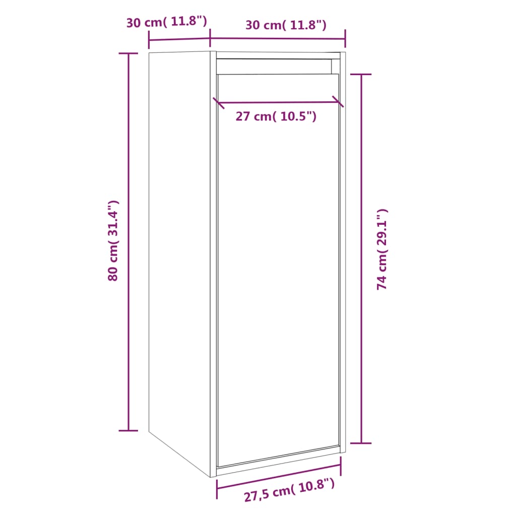 vidaXL Dulapuri de perete 2 buc. negru 30x30x80 cm lemn masiv de pin