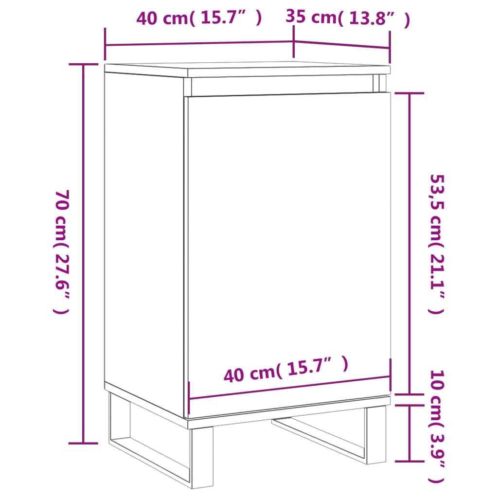 vidaXL Dulapuri, 2 buc., stejar sonoma, 40x35x70 cm, lemn prelucrat