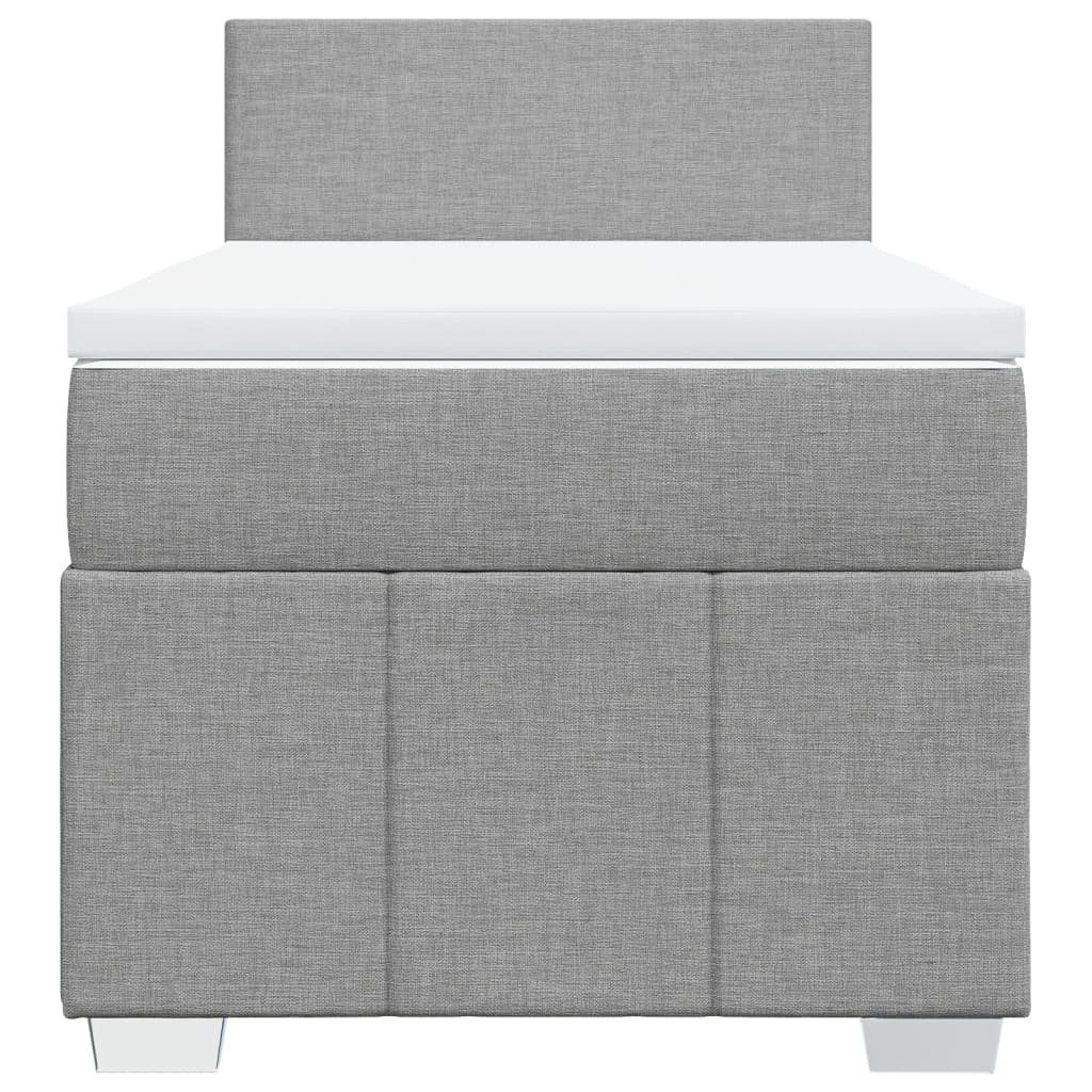 vidaXL Pat box spring cu saltea, gri deschis, 90x200 cm, textil