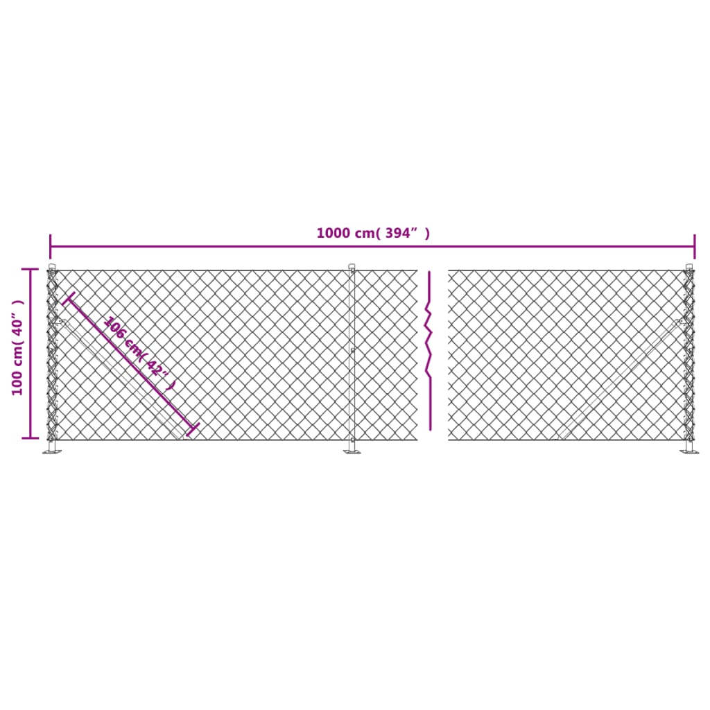 vidaXL Gard plasă de sârmă cu bordură, antracit, 1x10 m