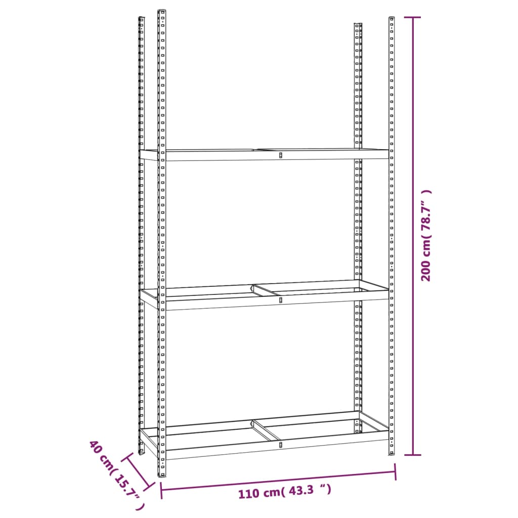 vidaXL Rafturi anvelope 3 niveluri 2 buc. argintiu 110x40x200 cm oțel