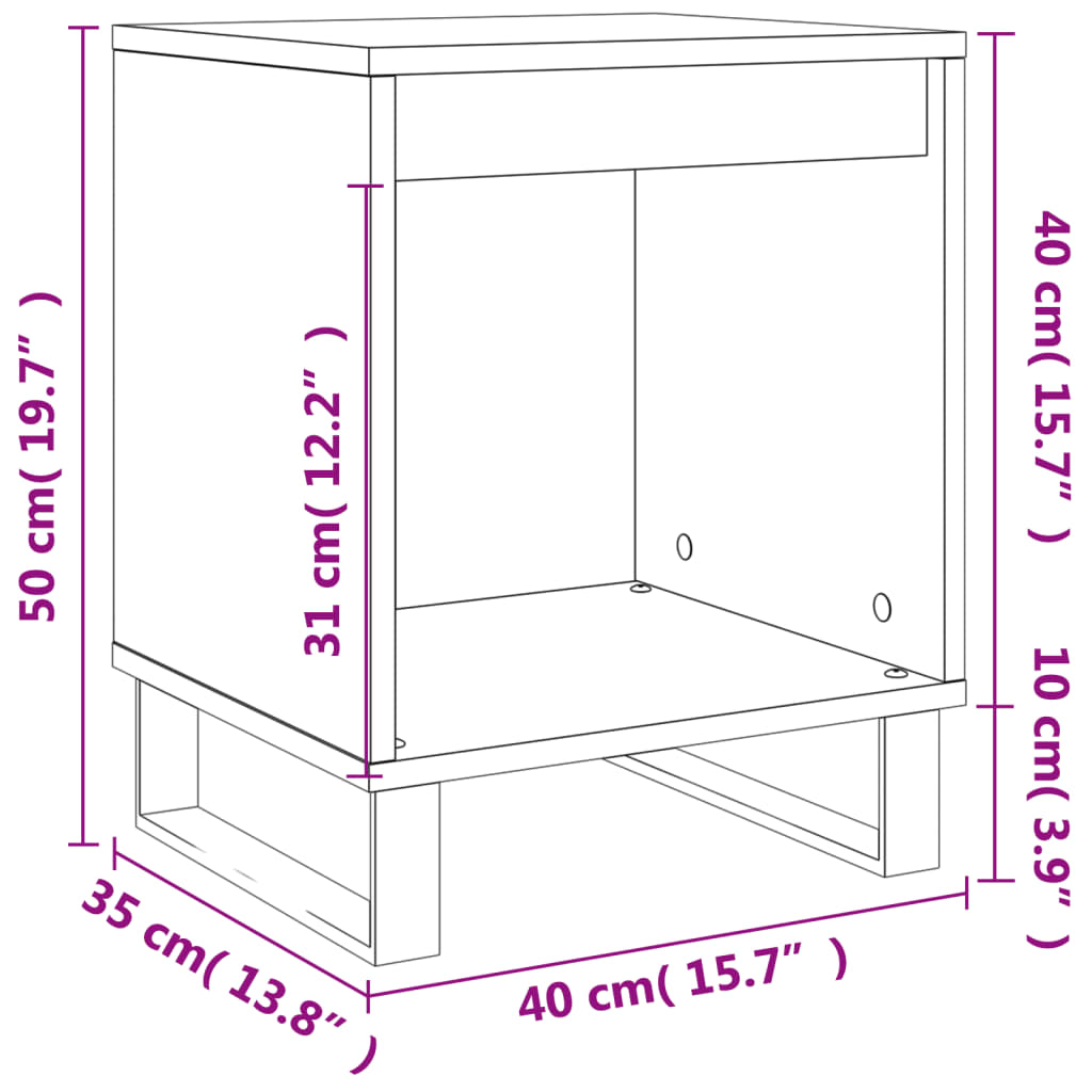 vidaXL Noptiere, 2 buc., alb, 40x35x50 cm, lemn compozit