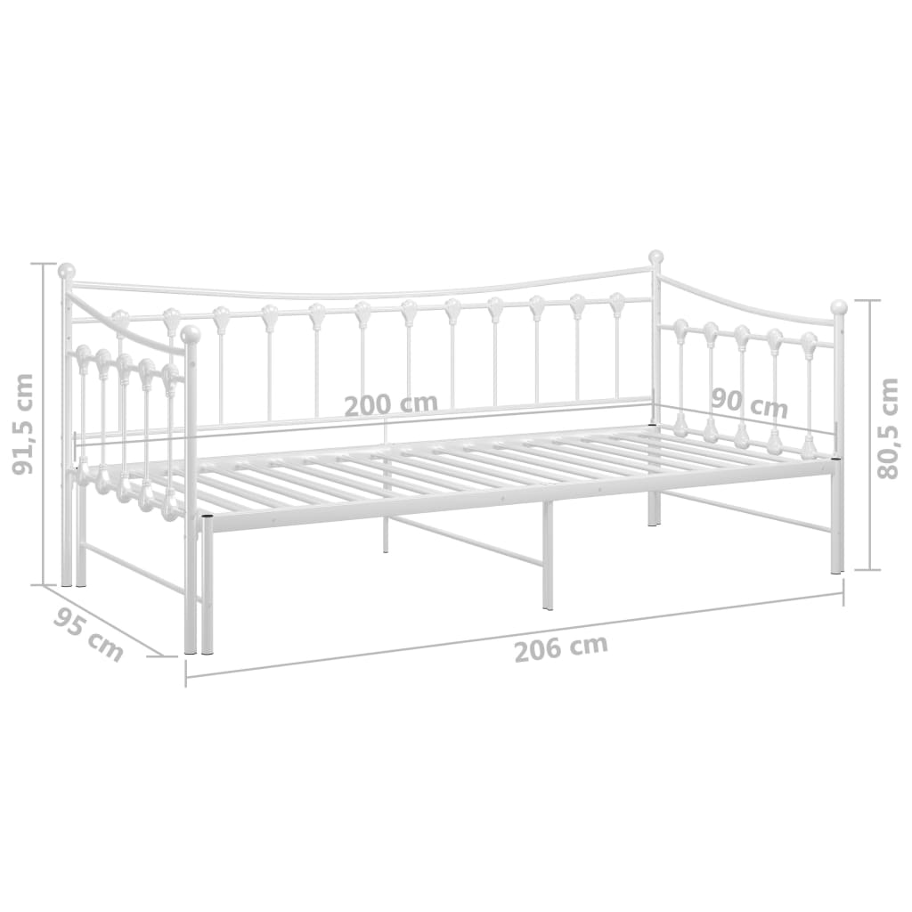 vidaXL Cadru pat canapea extensibilă, alb, 90x200 cm, metal