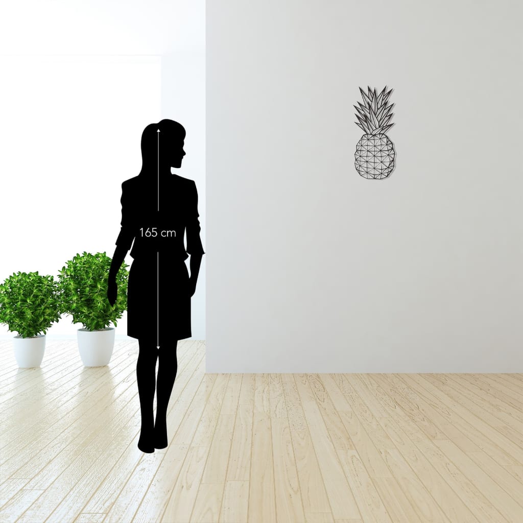 Homemania Decor de perete Pineapple, negru, 22x55 cm, oțel