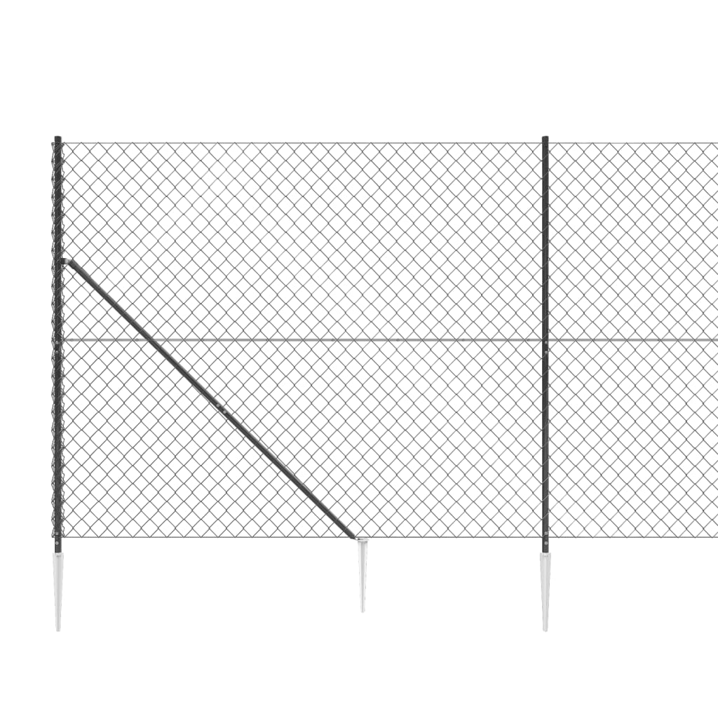 vidaXL Gard plasă de sârmă cu țăruși de fixare, antracit, 1,8x10 m