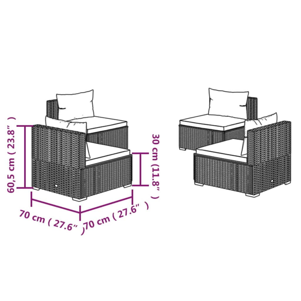 vidaXL Set mobilier de grădină cu perne, 4 piese, poliratan, gri