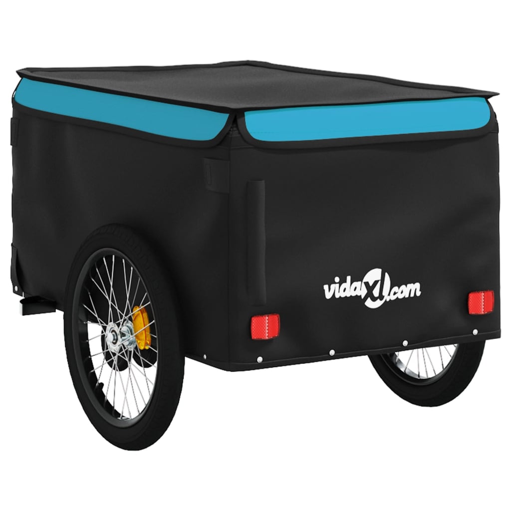 vidaXL Remorcă pentru biciclete, negru și albastru, 45 kg, fier